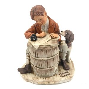 Norman Rockwell Love Letter Figurine Boy‎ Dog Writing Desk Barrel Grossman 1973
